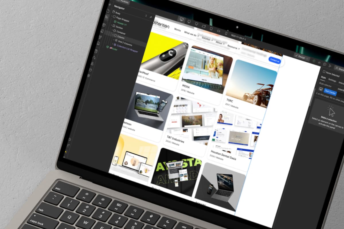 Custom code and interaction development for Webflow