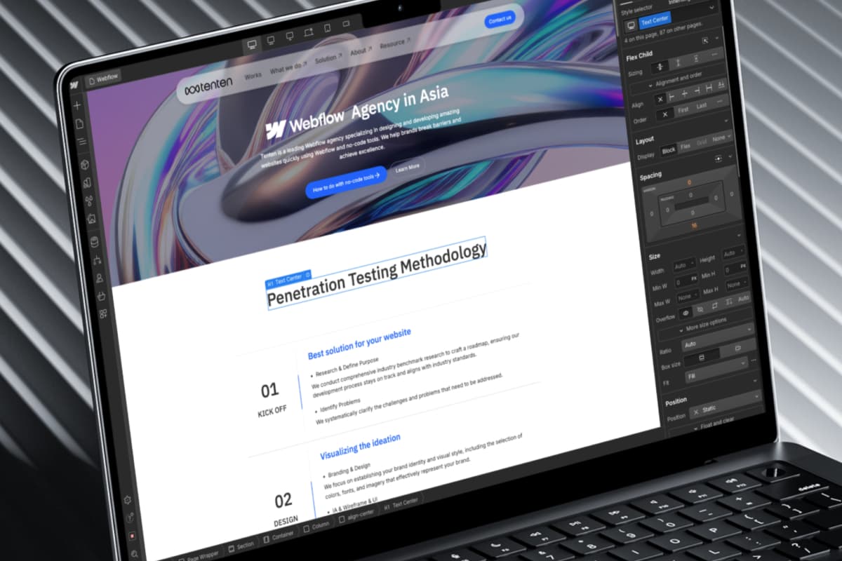 A website layout moving from Figma into Webflow