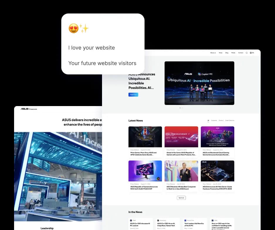 Webflow site performance and editing interface