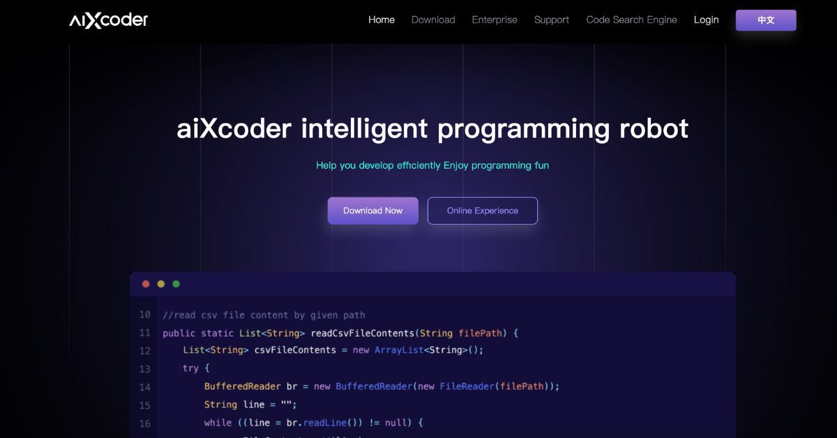 AIXcoder landing page