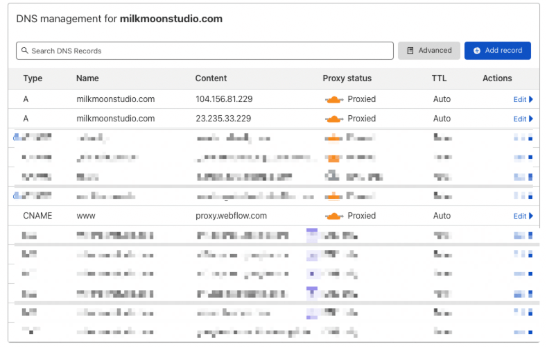 Cloudflare 中的 Webflow DNS 設置
